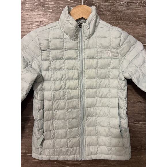 The North Face Jacket Girls Thermoball Quilted Outdoor Light Green S 7/8 - Picture 2 of 11